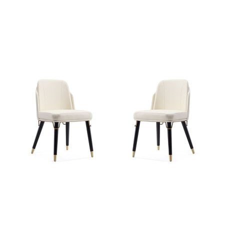 MANHATTAN COMFORT Estelle Dining Chair in Cream and Black (Set of 2) 2-DC042-CR